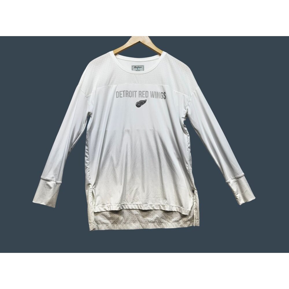 Detroit Red Wings Levelwear L Long Sleeve White Shirt With Perforated Shoulders